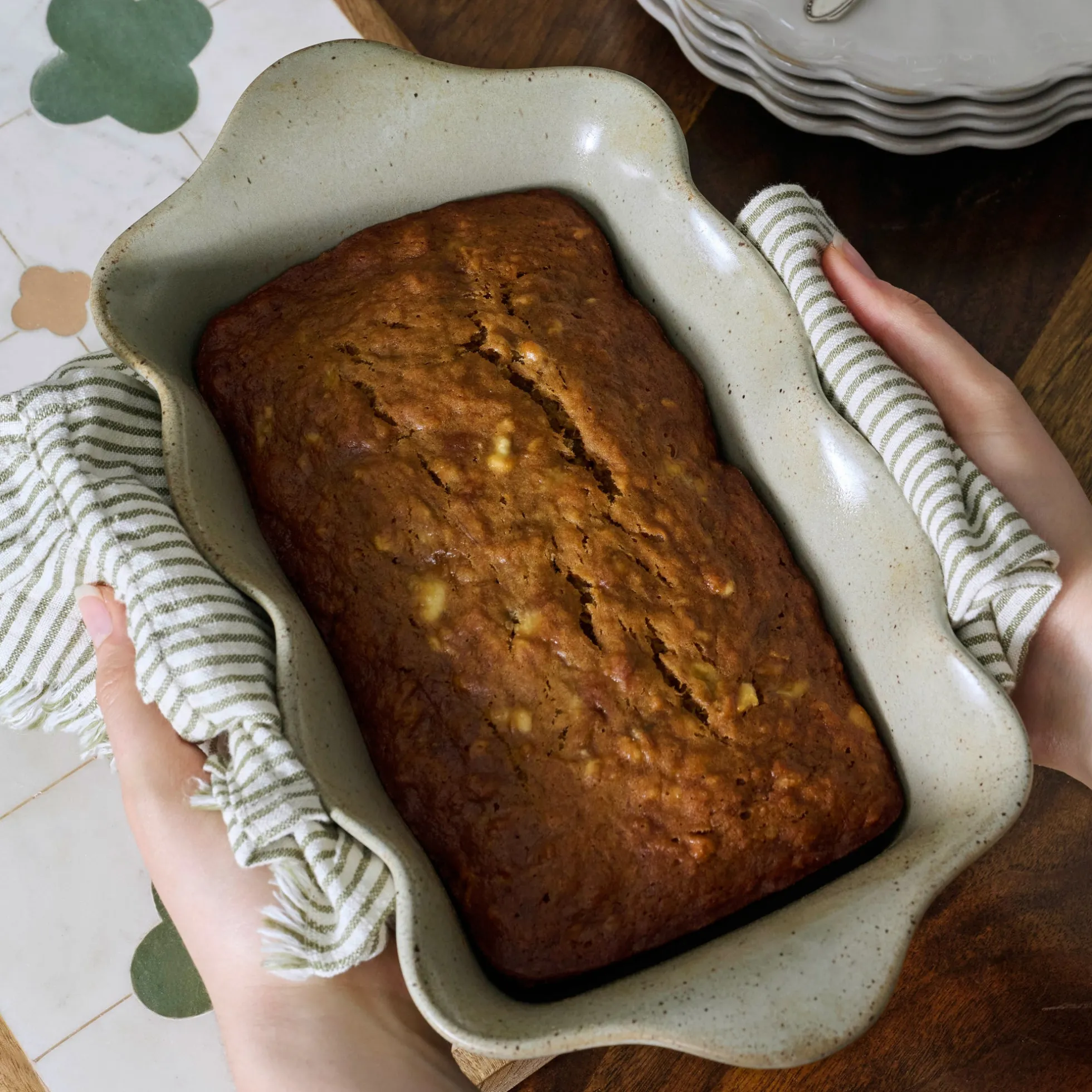 Loden Green Scalloped Loaf Pan