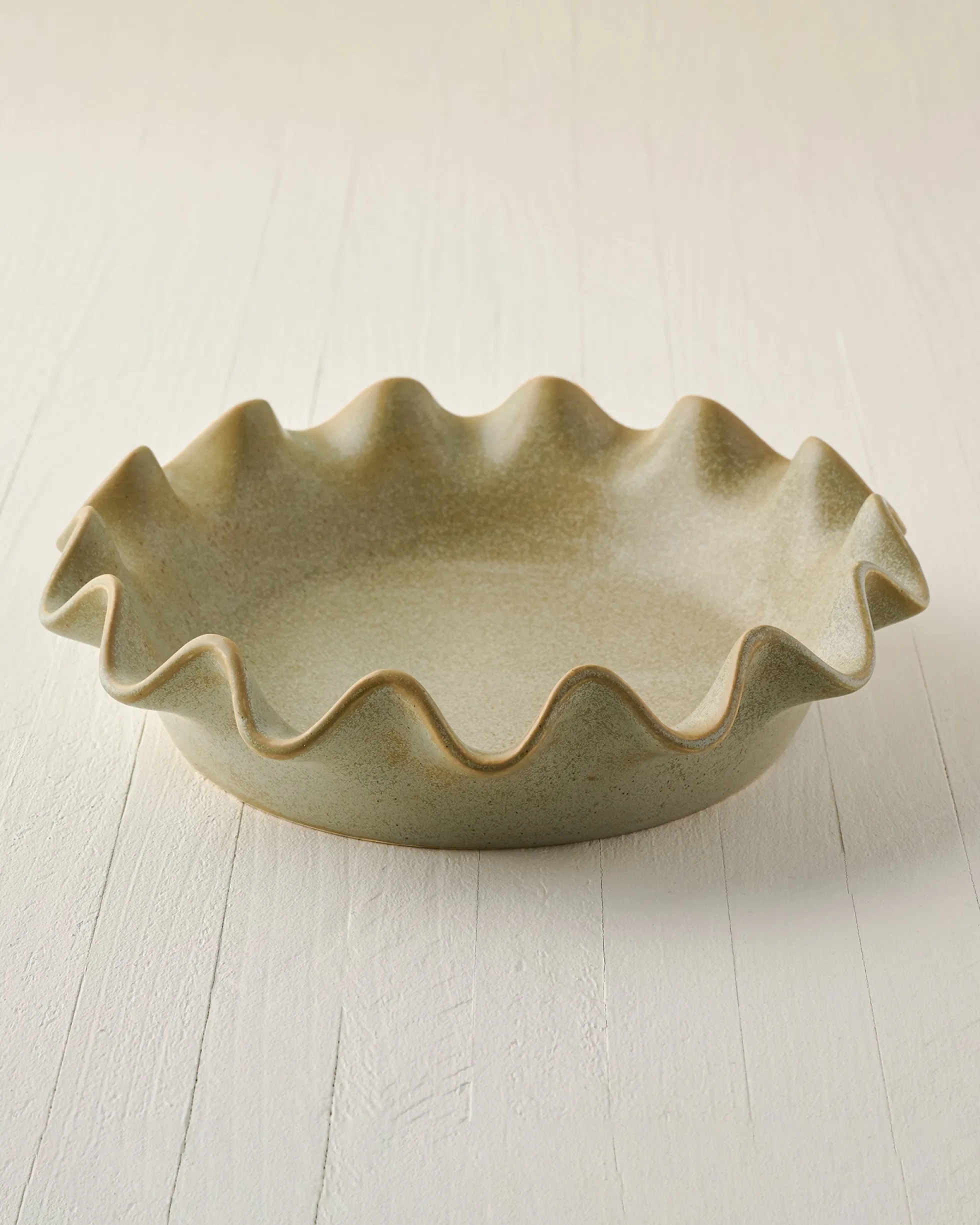 Loden Green Scalloped Pie Dish