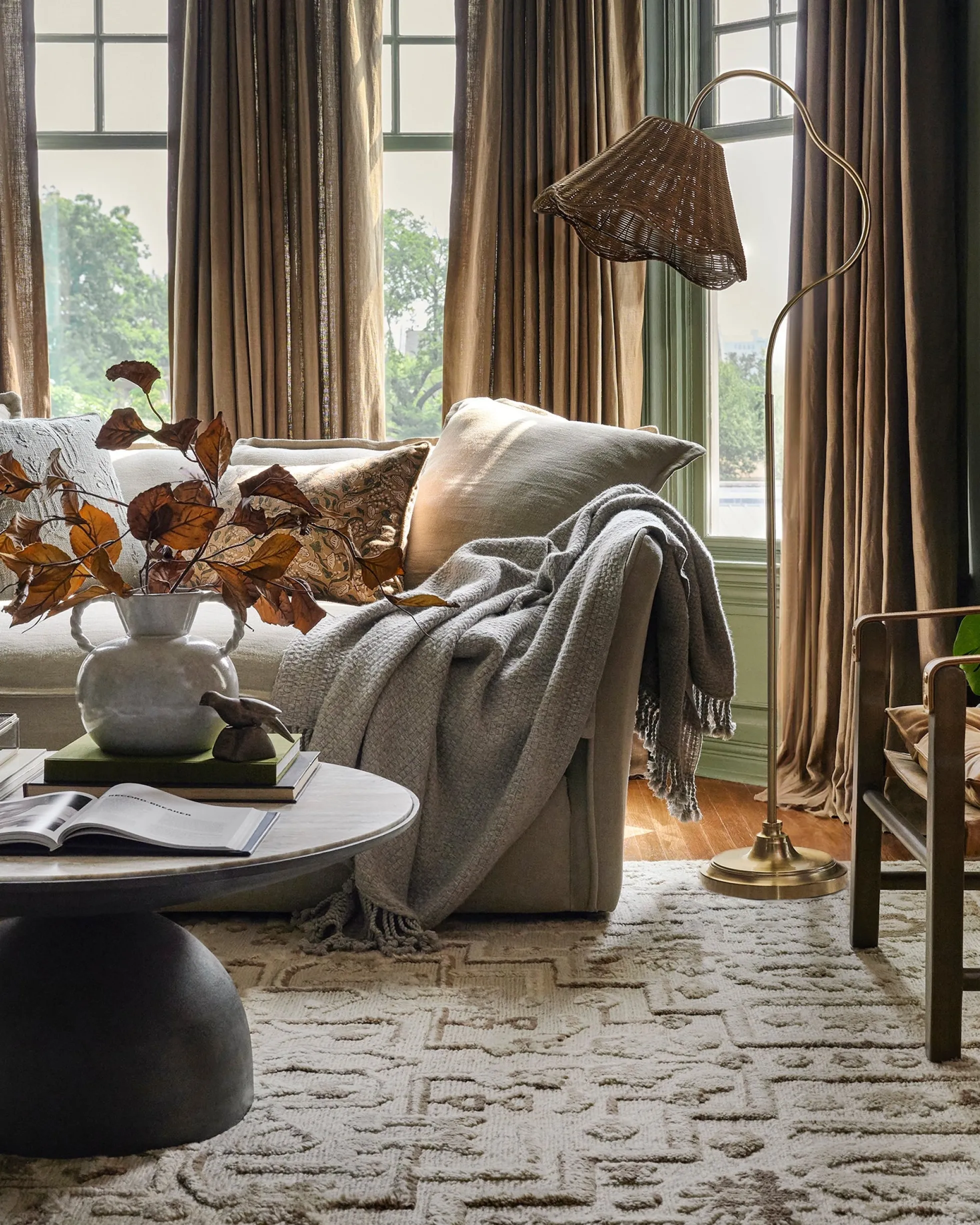 Lucinda Rattan Scallop Floor Lamp