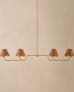 Lucinda Rattan Scallop Linear Chandelier