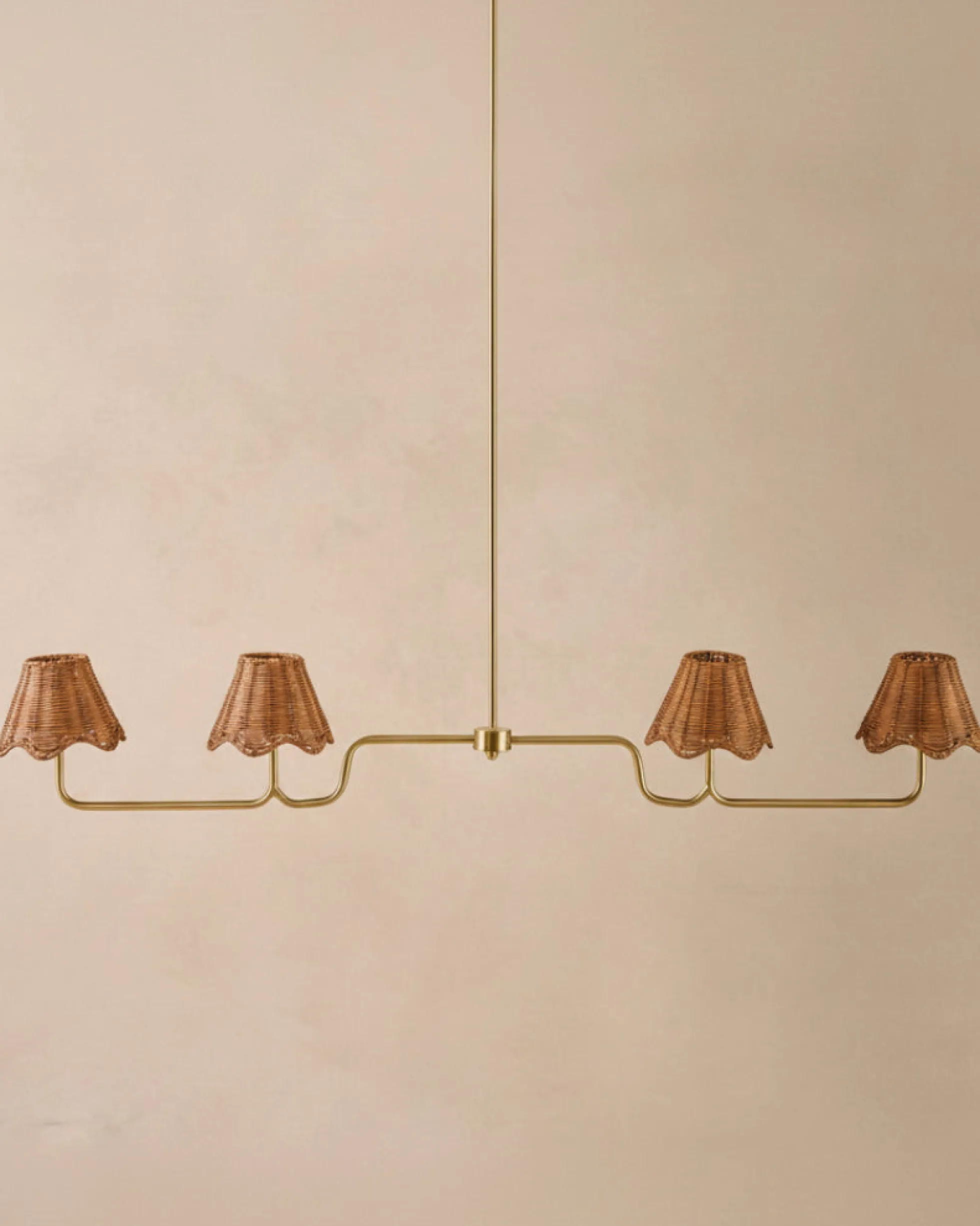 Lucinda Rattan Scallop Linear Chandelier