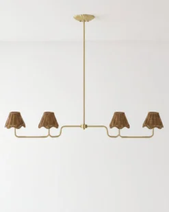 Lucinda Rattan Scallop Linear Chandelier
