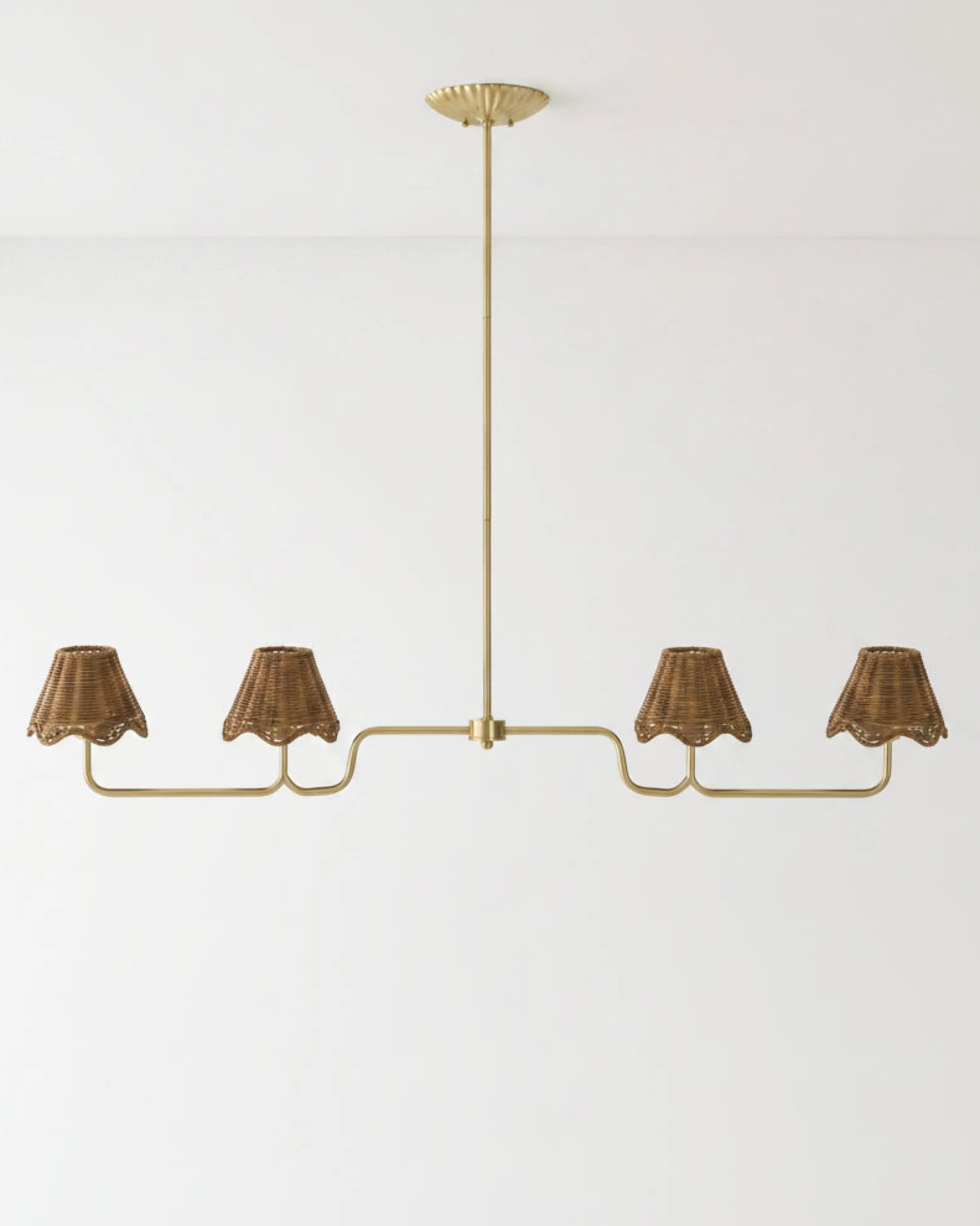 Lucinda Rattan Scallop Linear Chandelier