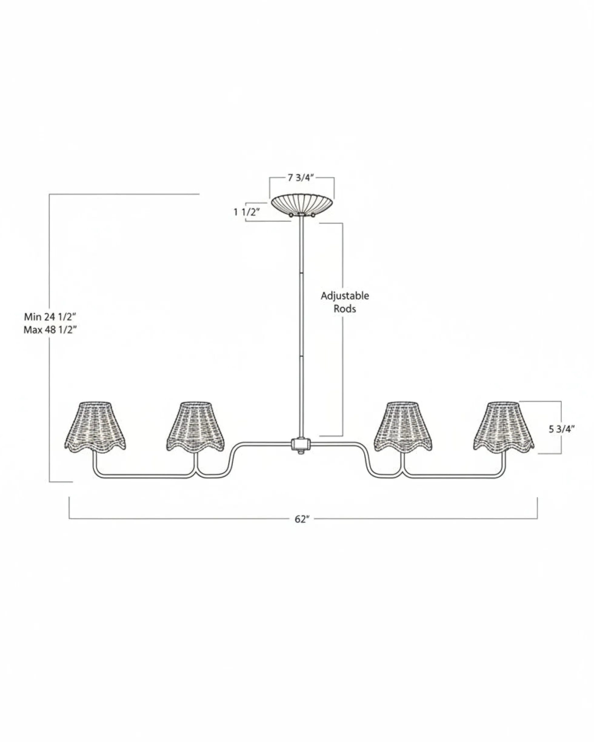 Lucinda Rattan Scallop Linear Chandelier