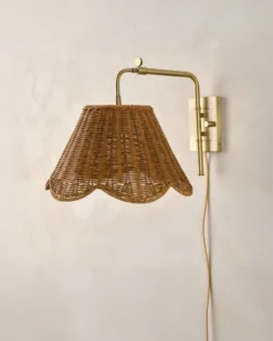 Lucinda Rattan Scallop Swivel Plug-In Sconce