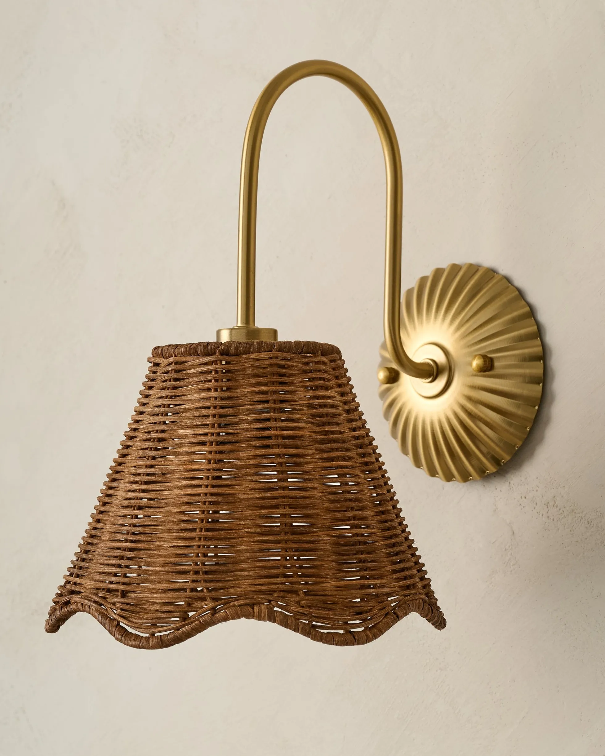 Lucinda Rattan Scallop Wired Sconce