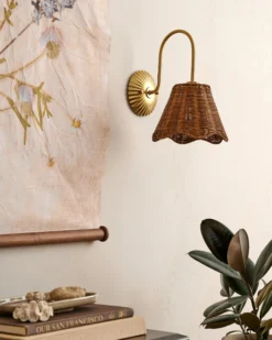 Lucinda Rattan Scallop Wired Sconce