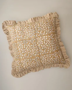 Maggie Ruffle Edge Floral Block Print Pillow