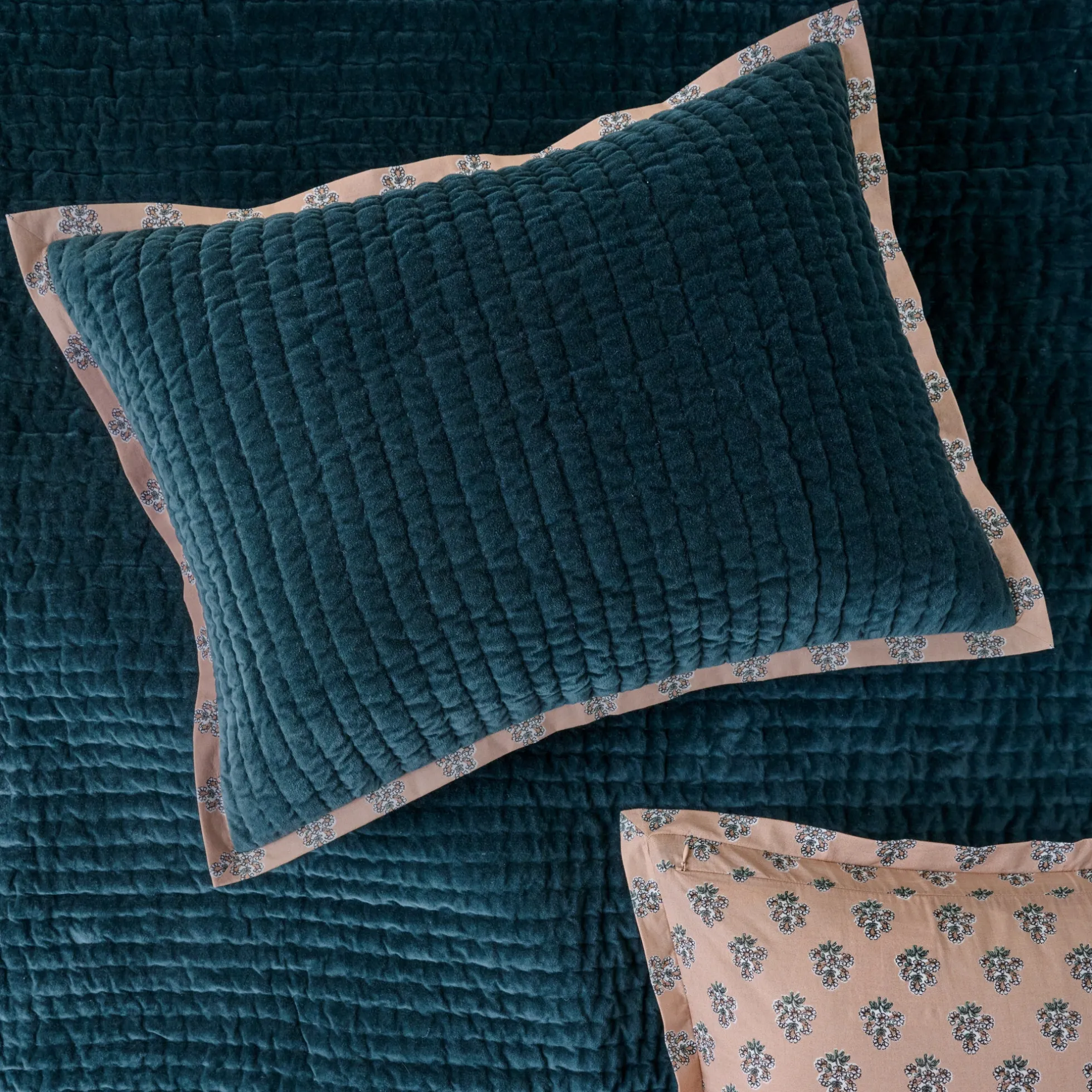 Magical Forest Audrey Velvet Block Print Quilt + Sham Set (King)