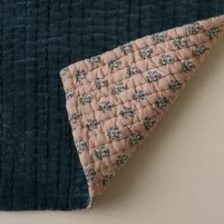 Magical Forest Audrey Velvet Block Print Quilt + Sham Set (King)