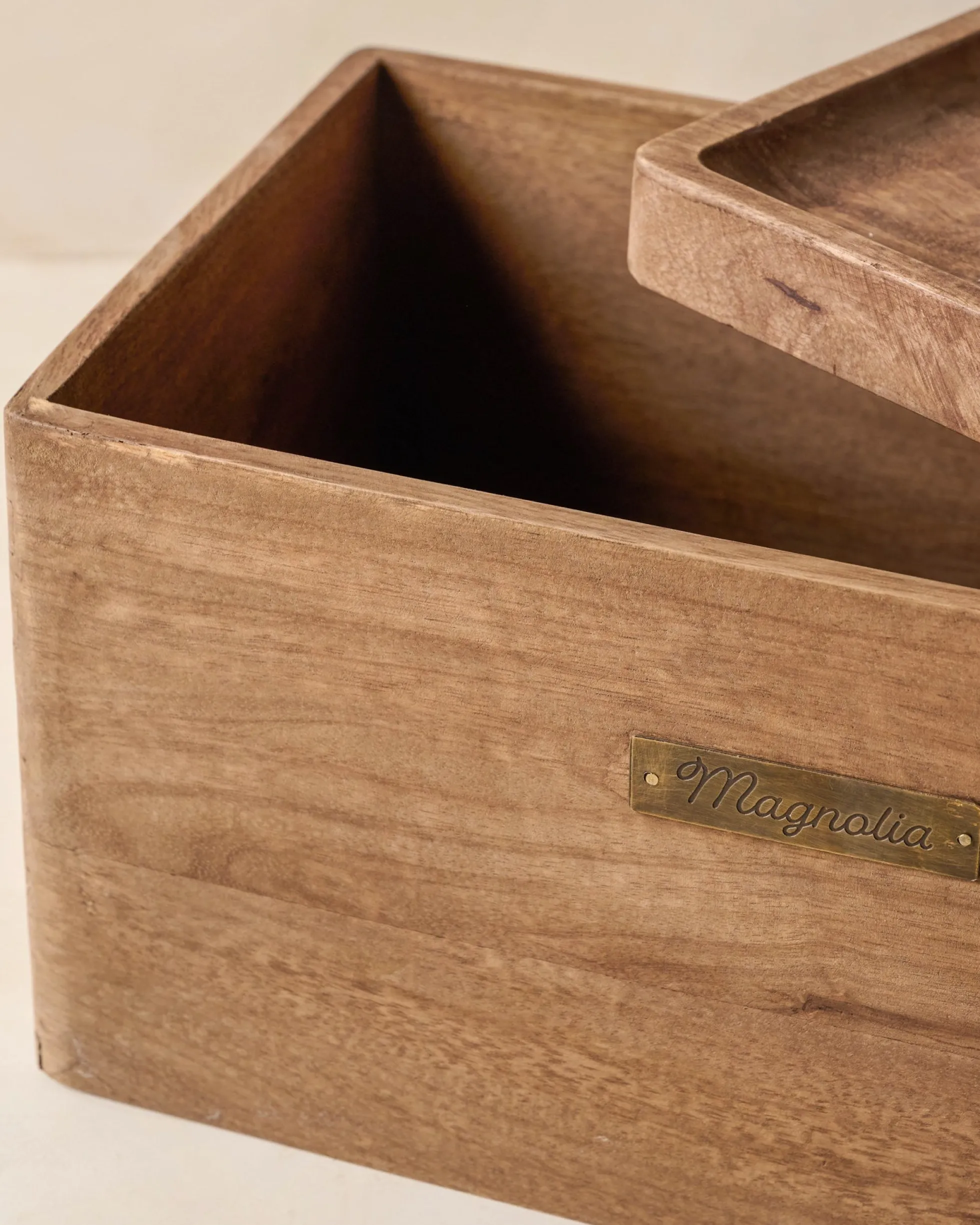 Magnolia Antiqued Wood Storage Box