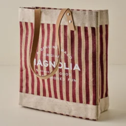 Magnolia Burgundy Stripe Market Tote