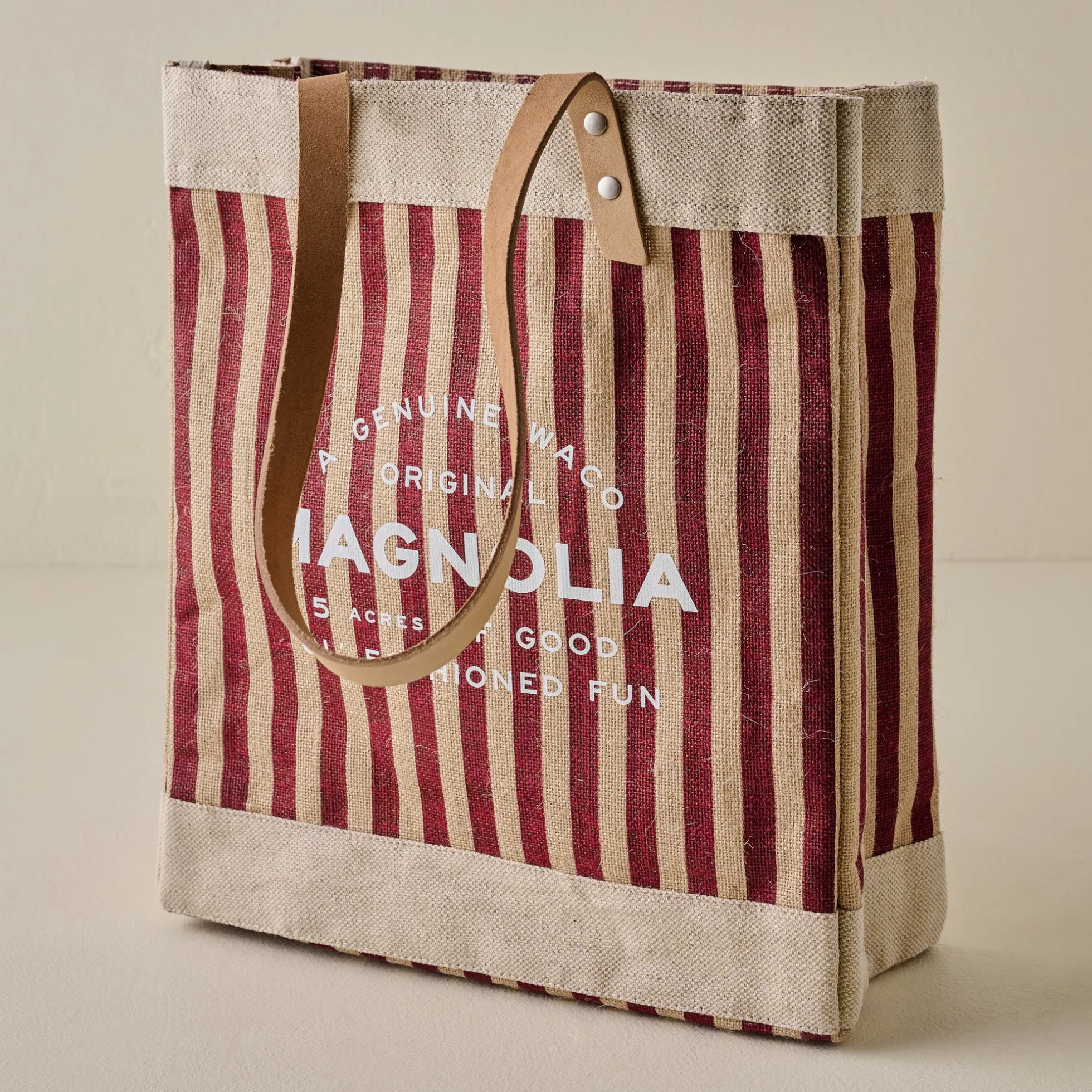 Magnolia Burgundy Stripe Market Tote