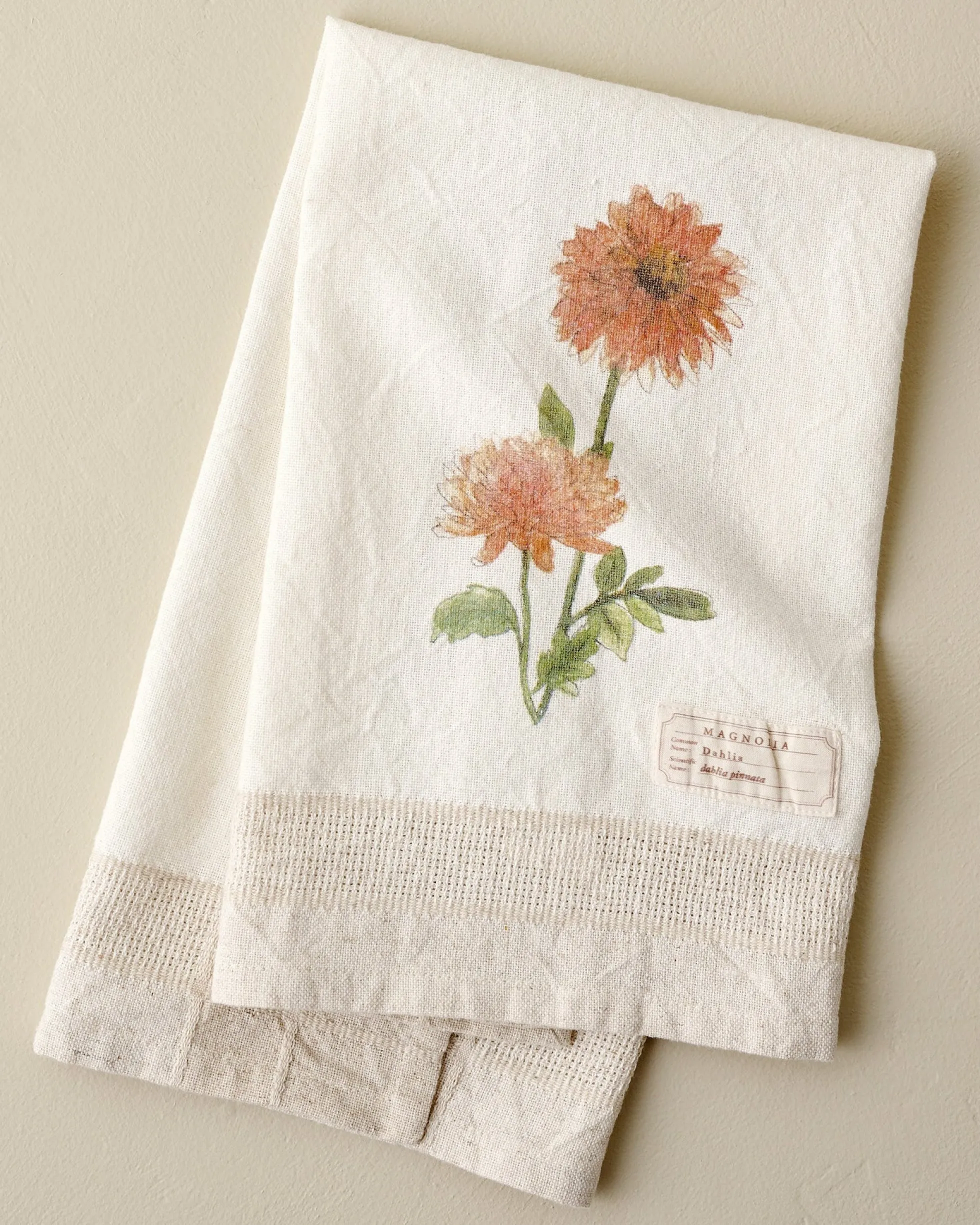 Magnolia Dahlia Garden Tea Towel