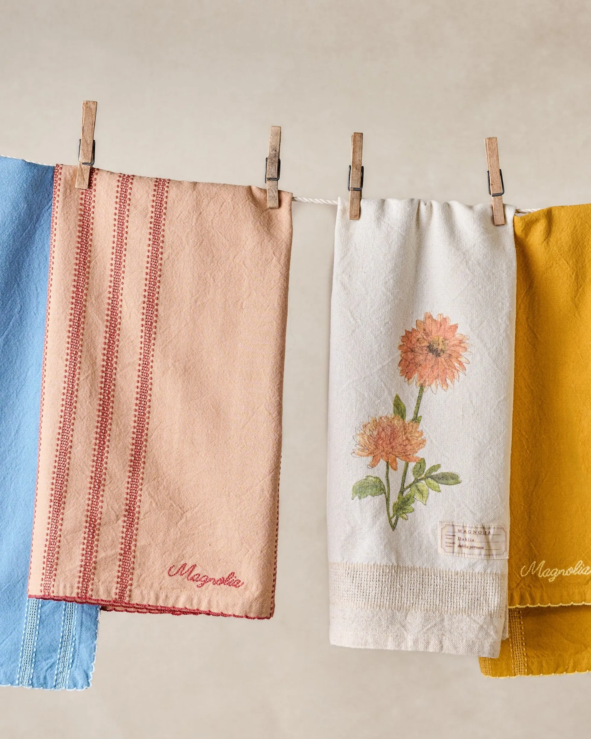 Magnolia Dahlia Garden Tea Towel