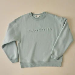 Magnolia Embossed Green Brushed Fleece Sweatshirt