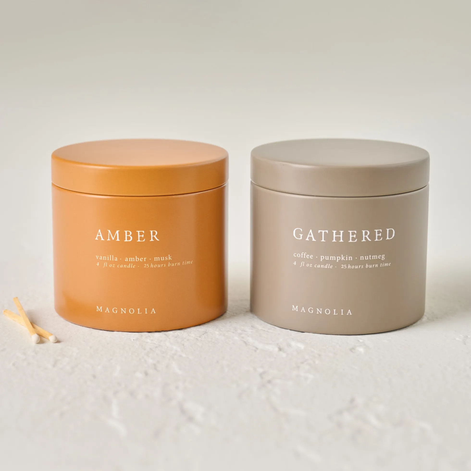 Magnolia Gathered and Amber Candle Tin Bundle