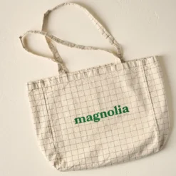 Magnolia Green Grid Retro Tote