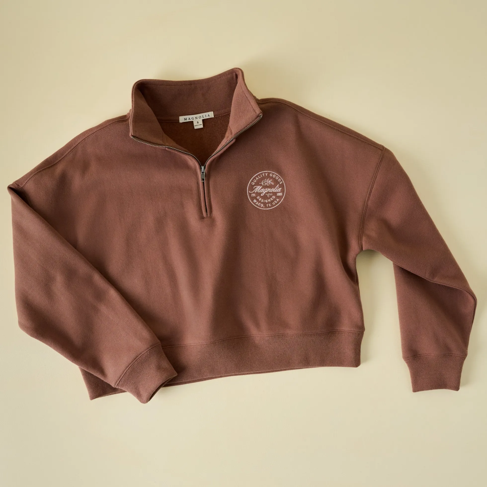 Magnolia Mocha Quarter Zip Sweatshirt