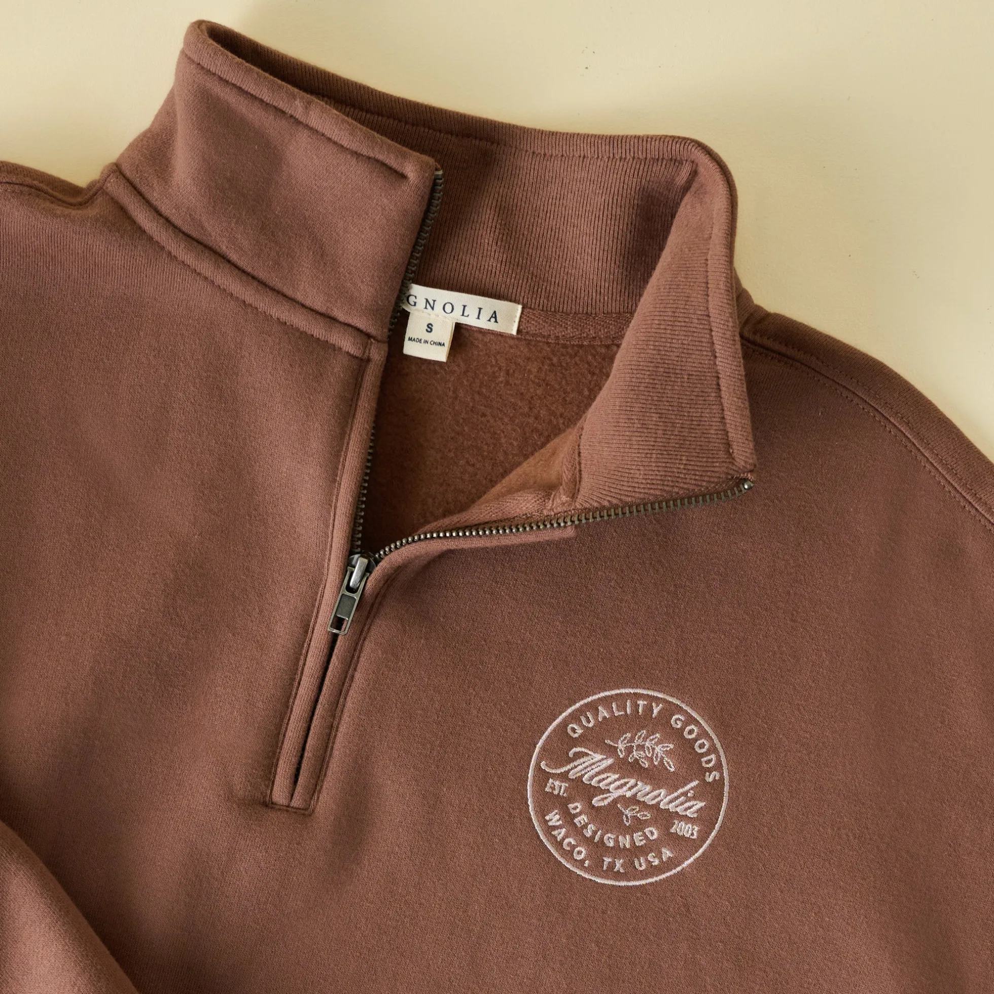 Magnolia Mocha Quarter Zip Sweatshirt