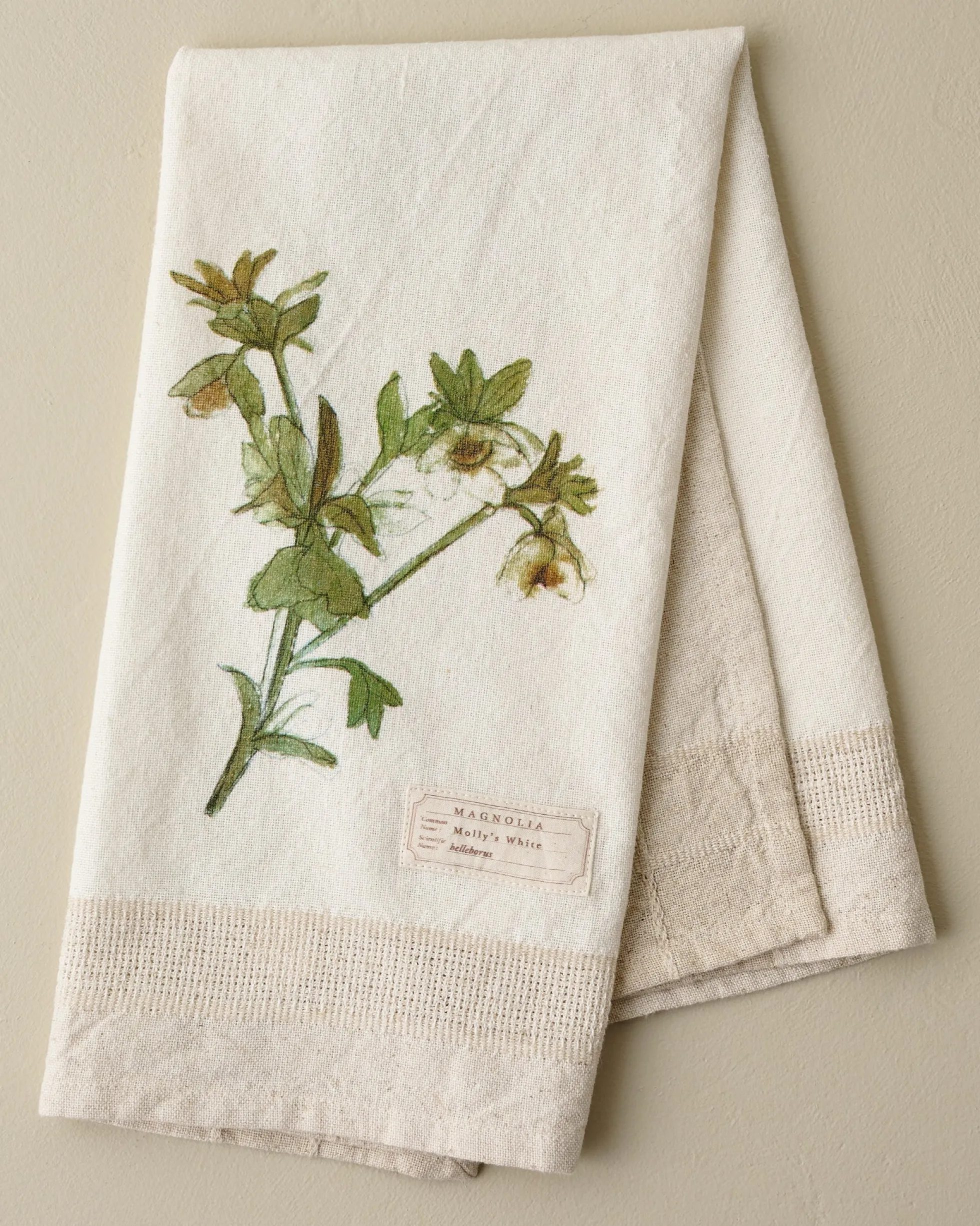 Magnolia Molly's White Garden Tea Towel