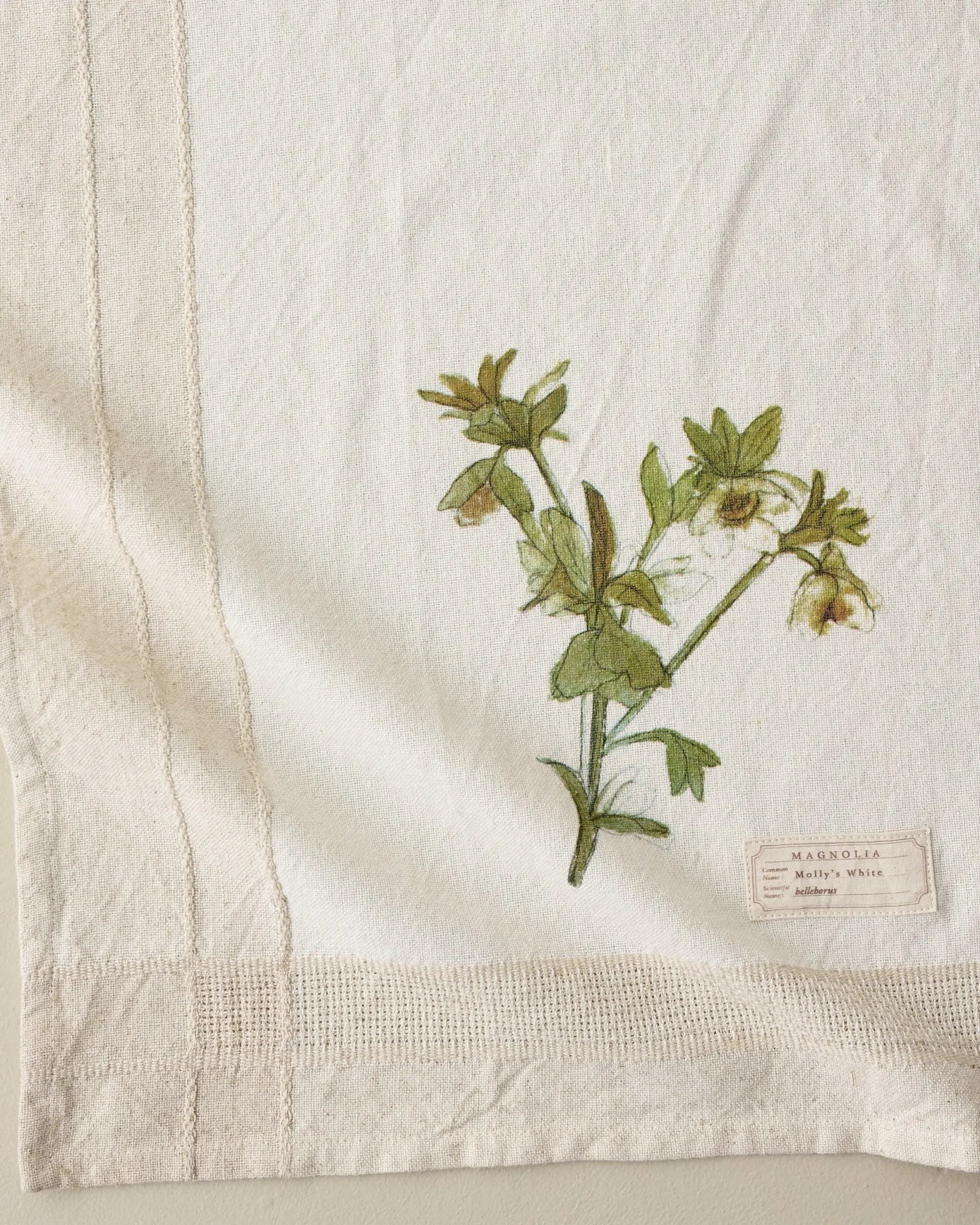 Magnolia Molly's White Garden Tea Towel