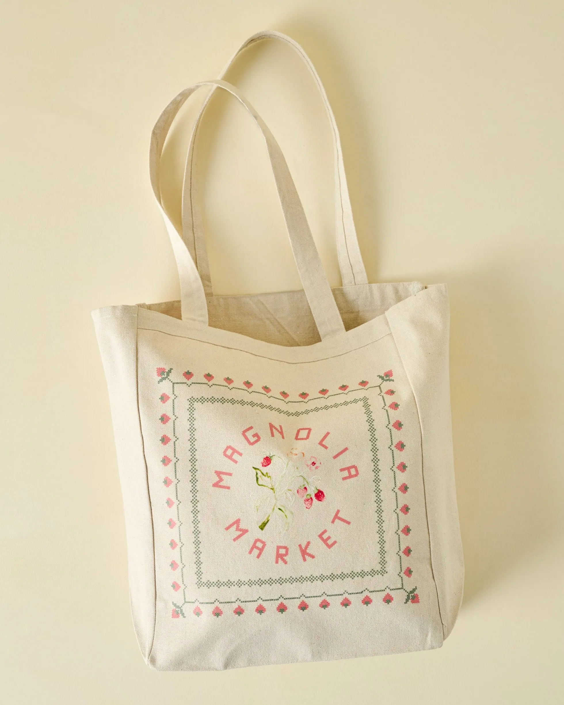Magnolia Pink Strawberries Canvas Tote