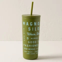 Magnolia Roadtrip 24oz Olive Cold Tumbler with Straw