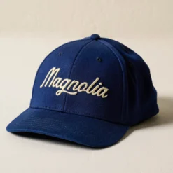 Magnolia Script Embroidered Navy Hat