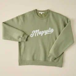 Magnolia Script Green Felt Applique Sweatshirt