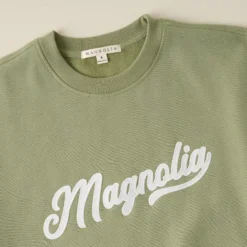 Magnolia Script Green Felt Applique Sweatshirt