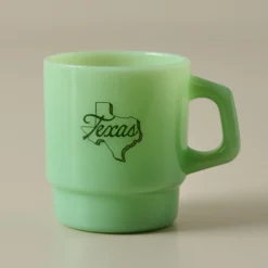 Magnolia Texas Green Milk Glass Mug