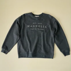 Magnolia Washed Black Embroidered Cozy Sweatshirt