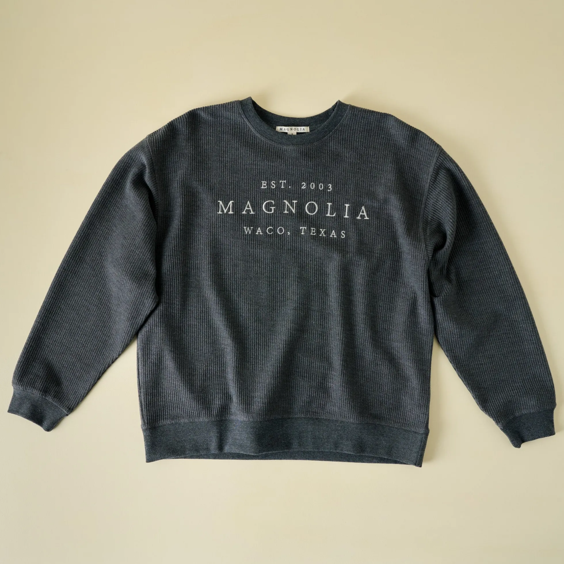 Magnolia Washed Black Embroidered Cozy Sweatshirt