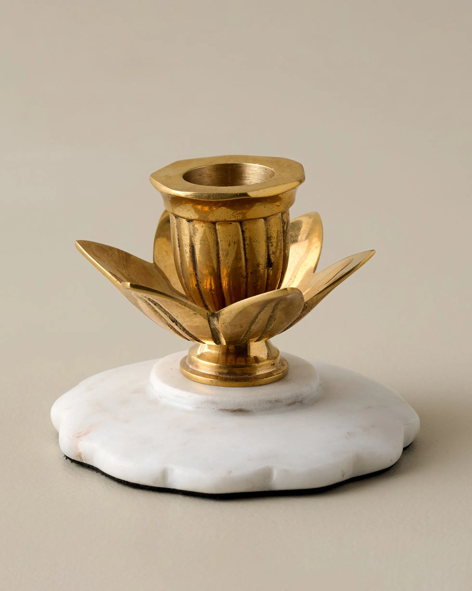 Marble and Brass Tulip Candleholder