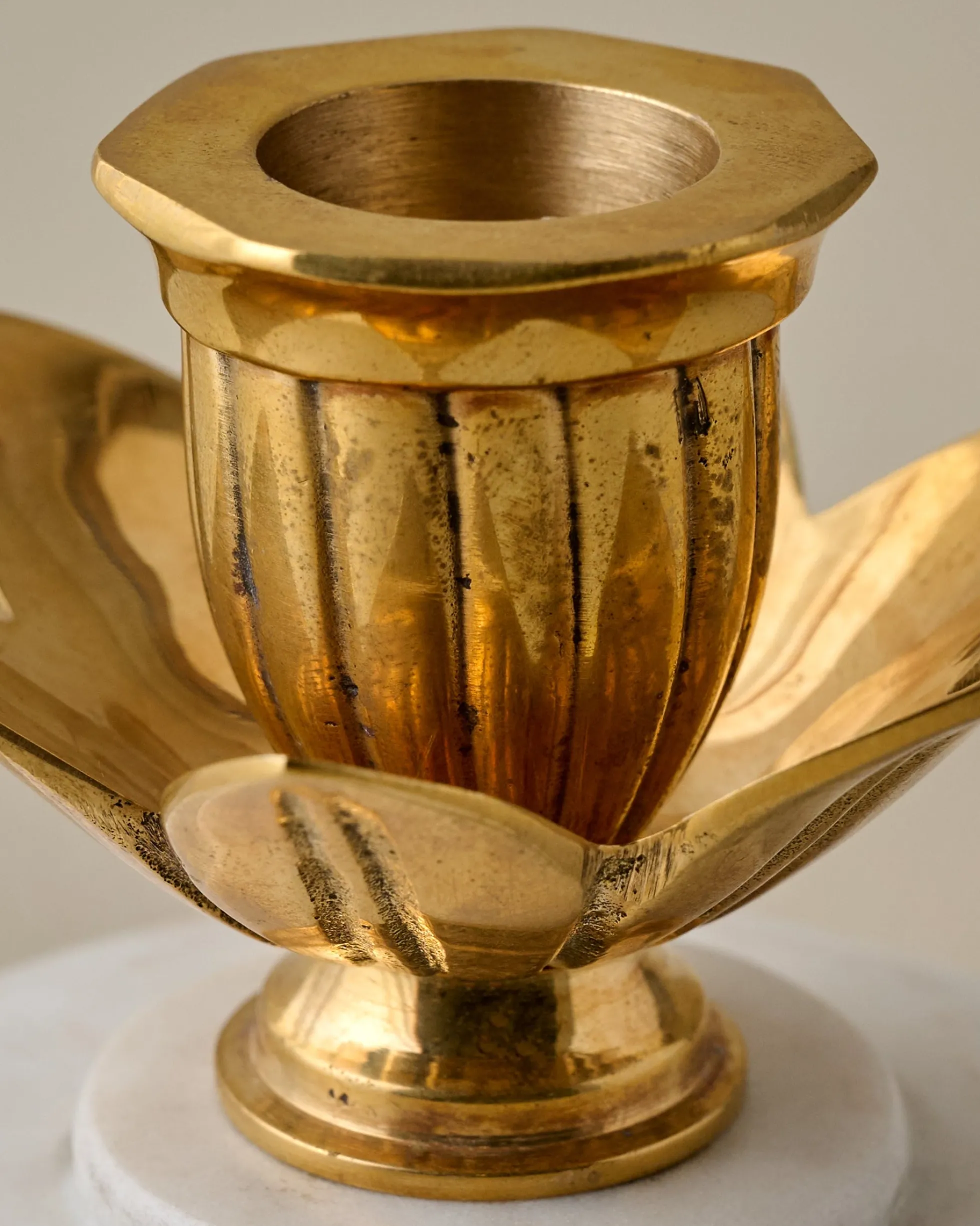 Marble and Brass Tulip Candleholder