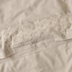 Natural Clara Eyelet Flange Duvet + Sham Set (King)