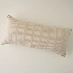 Natural Stripe Gusset Large Lumbar Pillow