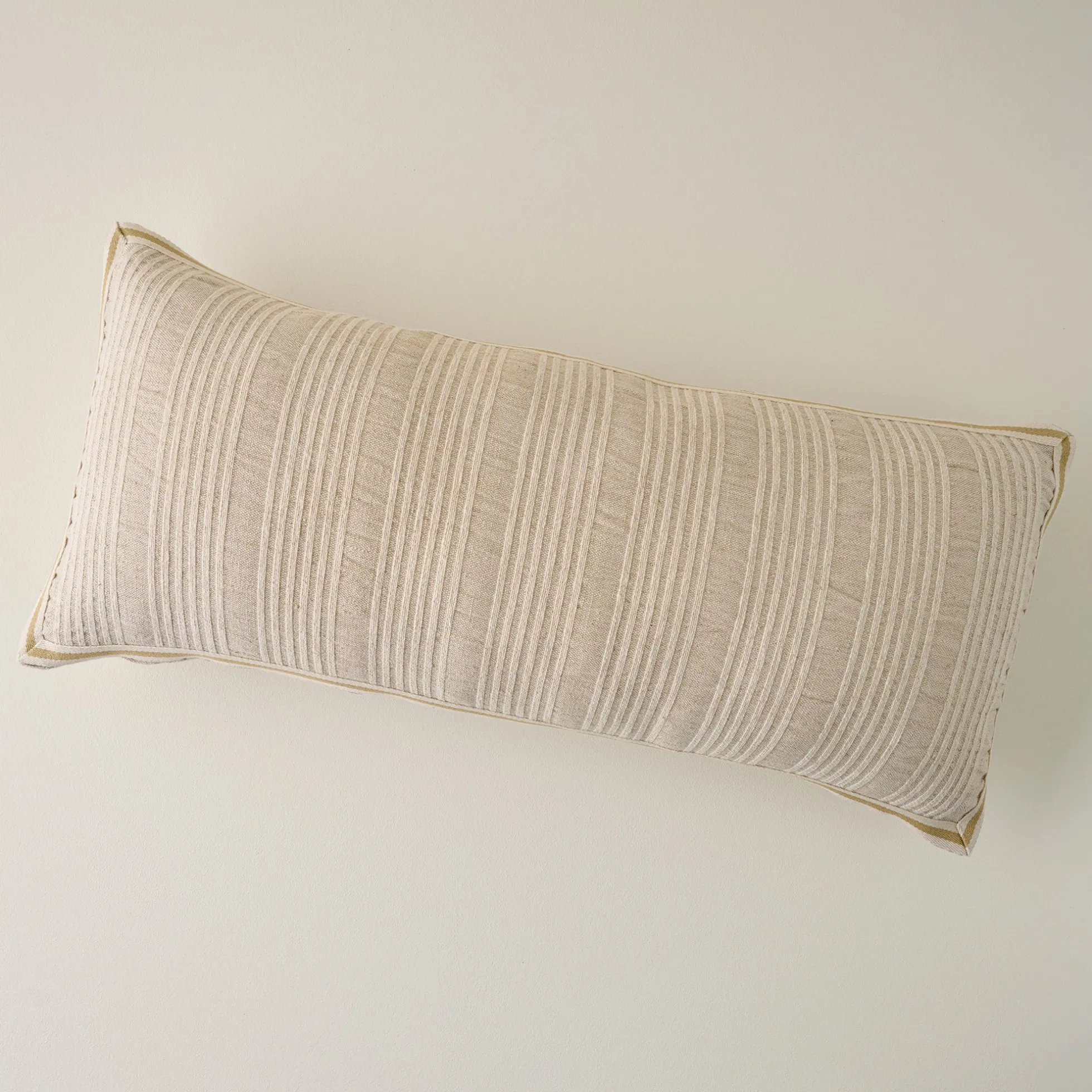 Natural Stripe Gusset Large Lumbar Pillow