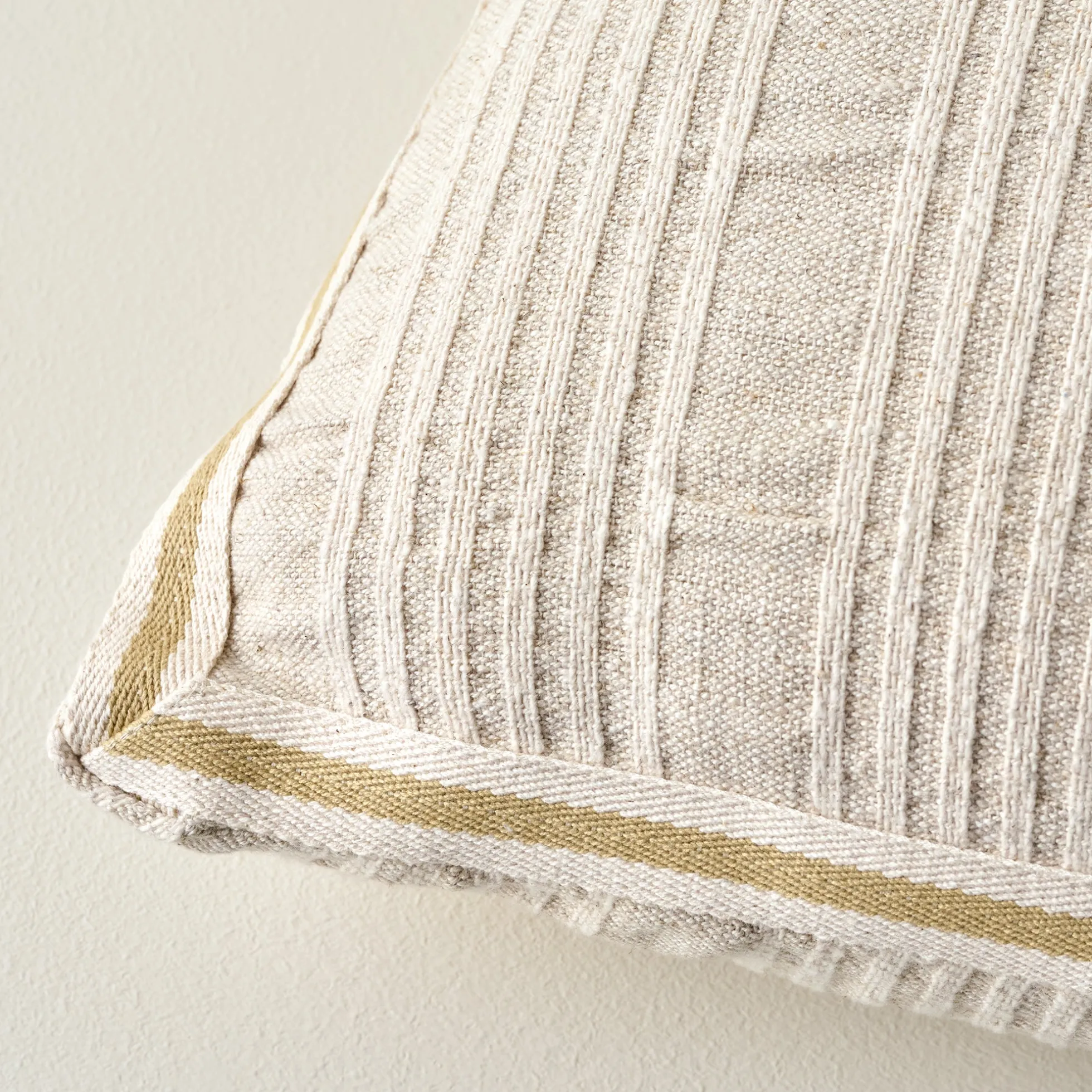 Natural Stripe Gusset Large Lumbar Pillow