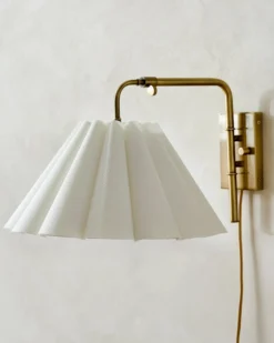 Odette Linen Scallop Swivel Plug-In Sconce