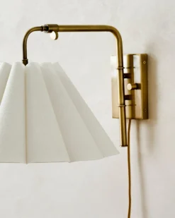 Odette Linen Scallop Swivel Plug-In Sconce