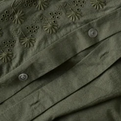 Olive Night Clara Eyelet Flange Quilt + Sham Set (King)