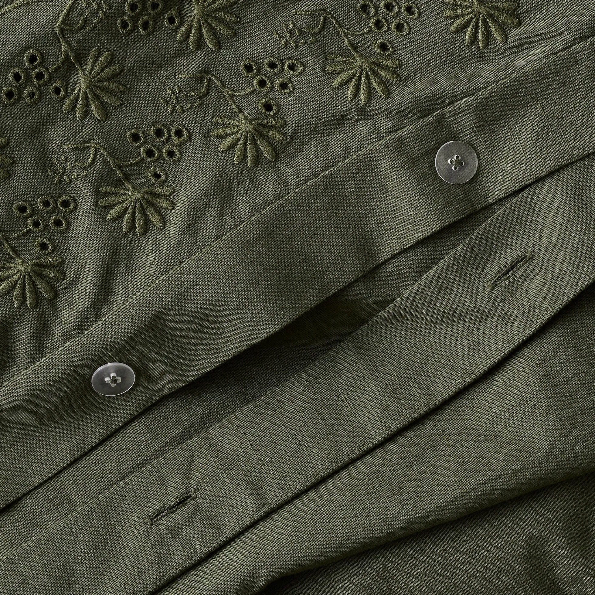 Olive Night Clara Eyelet Flange Quilt + Sham Set (King)