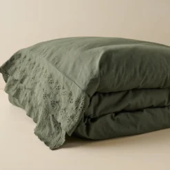 Olive Night Clara Eyelet Flange Quilt + Sham Set (King)