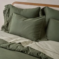 Olive Night Clara Eyelet Flange Quilt + Sham Set (Queen)