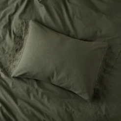Olive Night Clara Eyelet Flange Quilt + Sham Set (Queen)