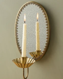 Oval Antique Mirrored Sconce