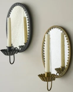 Oval Antique Mirrored Sconce