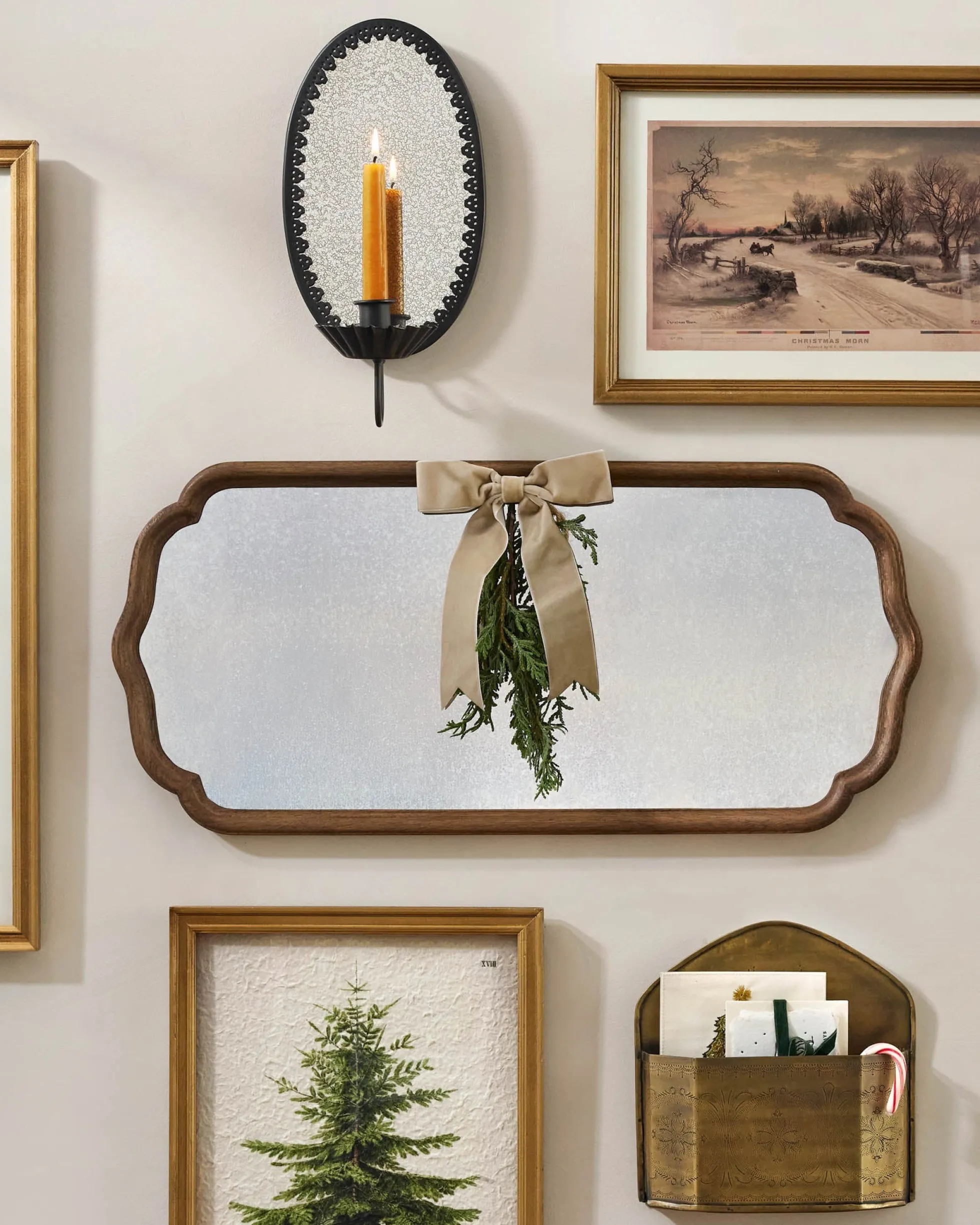Oval Antique Mirrored Sconce